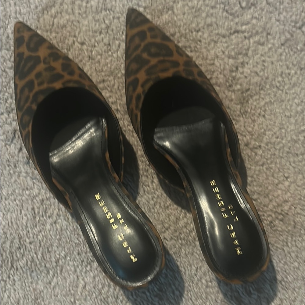 Marc Fisher Leopard-Print Pointed Toe Mule Kitten heel